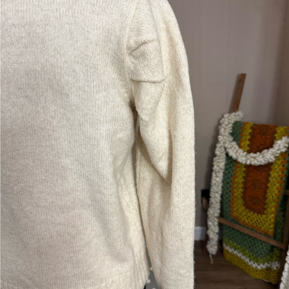 CAbi • Oatmeal Heather Puff Sleeve Turtleneck Sweater - Picture 15 of 16